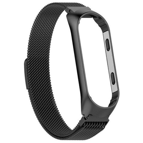 Металлический ремешок для фитнес-браслета Xiaomi Mi Band 3 / 4 миланская петля / Черный