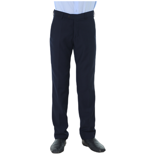 Школьные брюки дудочки 80 Lvl демисезонные, классический стиль, карманы, пояс на резинке, размер 32 (128-134), синий