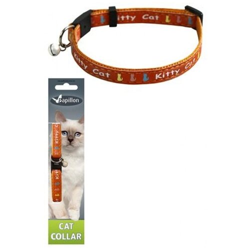 Papillon "Китти" Adjustable cat collar, 10 mm x 21 - 33 cm, Kitty cat, для кошек оранжевый 10мм-21-33см