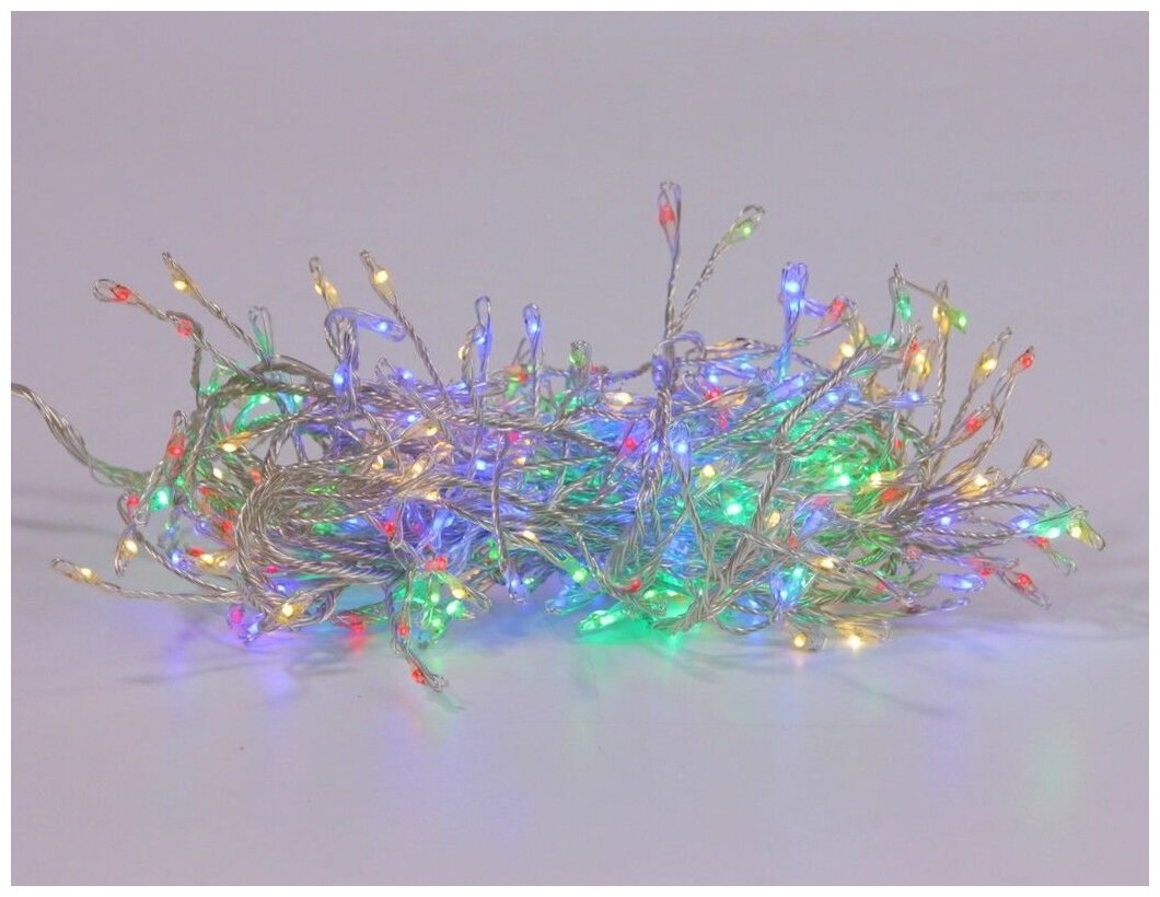 Электрогирлянда фейерверк (роса), 480 разноцветных mini-LED огней, 4.8+5 м, серебряная проволока, уличная, Koopman International AX8717440