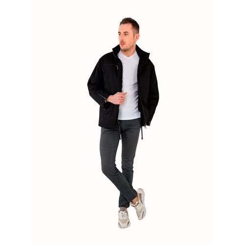 фото Куртка мужская утепленная с воротником-капюшоном м.т.д., цвет: черный, размер: 52 / l.