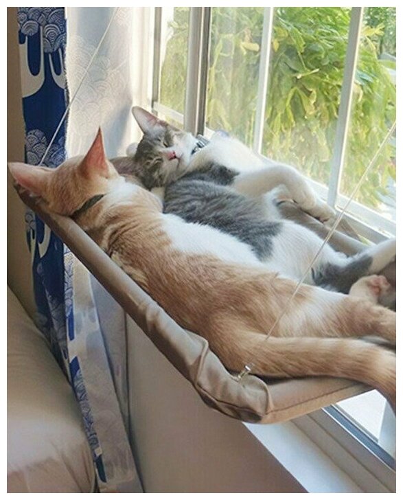 Мягкий подвесной оконный гамак для кошек котов собак, подушка лежанка для домашних животных на окно, серый, Universal-Sale - фотография № 5