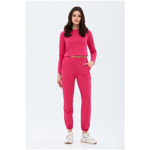 фото Костюм спортивный женский only luck весенний комплект топ и джоггеры из футера большие размеры для беременных tv-k03розовый