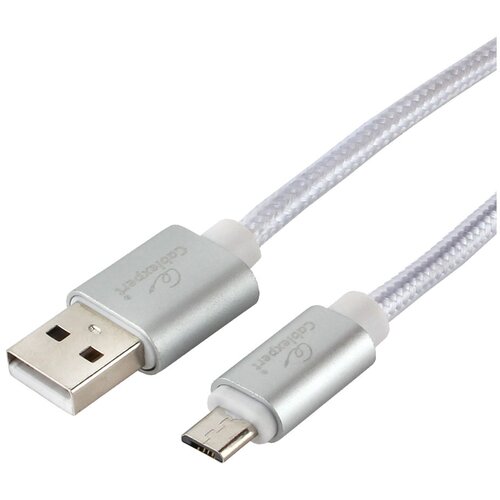 Кабель Cablexpert USB - microUSB (CC-U-mUSB02S), 1.8 м, серебристый кабель для зарядки телефона micro usb belsis длина 1 2 метра быстрая зарядка 36w 1 8 а передача данных 480 mбт bw1432w