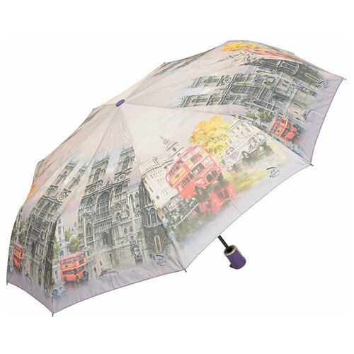 Зонт Rain Lucky, автомат, 3 сложения, купол 94 см., 9 спиц, система «антиветер», для женщин, фиолетовый