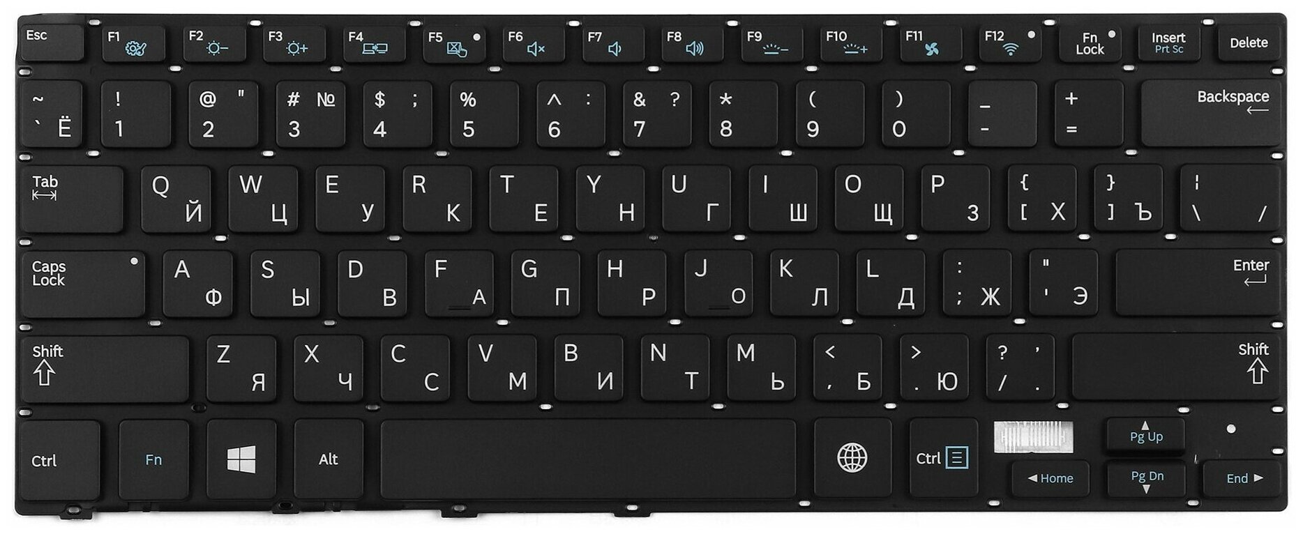 Клавиатура для ноутбука Samsung NP740U3E 740U3E Series Плоский Enter Черная без рамки PN BA75-04469K