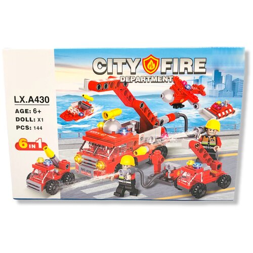 фото Конструктор для мальчиков / конструктор lx city fire 6 в 1 ''городская пожарная служба'', 144 детали / конструктор набор пожарной техники toys