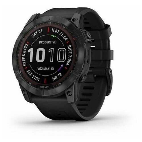 Garmin Fenix 7X Sapphire Solar титановые угольно-серые DLC с силиконовым ремешком 010-02541-11 8554000₽