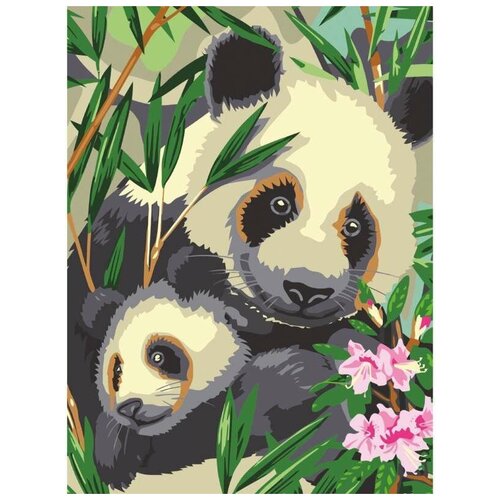 фото Картина по номерам остров сокровищ 40*50 см, панды, подрамник, акриловые краски, 3 кисти (662471)