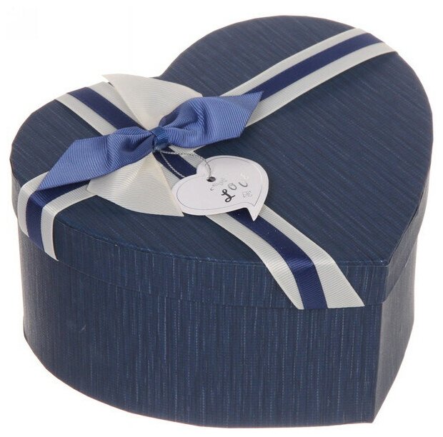 Коробка подарочная «От всего сердца» цвет синий 18*20*10 см