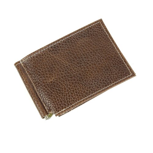 фото Зажим для купюр кроко из натуральной кожи, бумагодержатель, компактный кошелек, зажим для денег темно-коричневый зк302-208