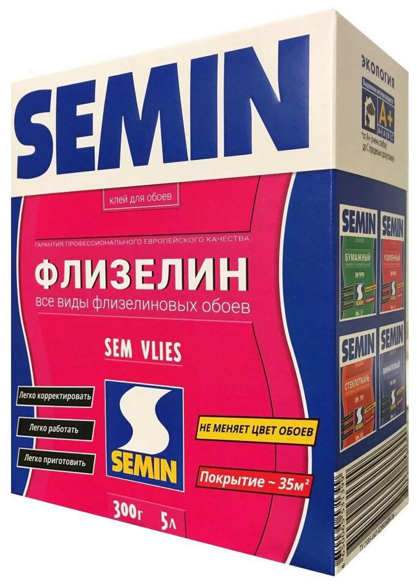 Semin SEM VLIES Клей для обоев флизелиновый, клей обойный сухой, Франция, 300 гр