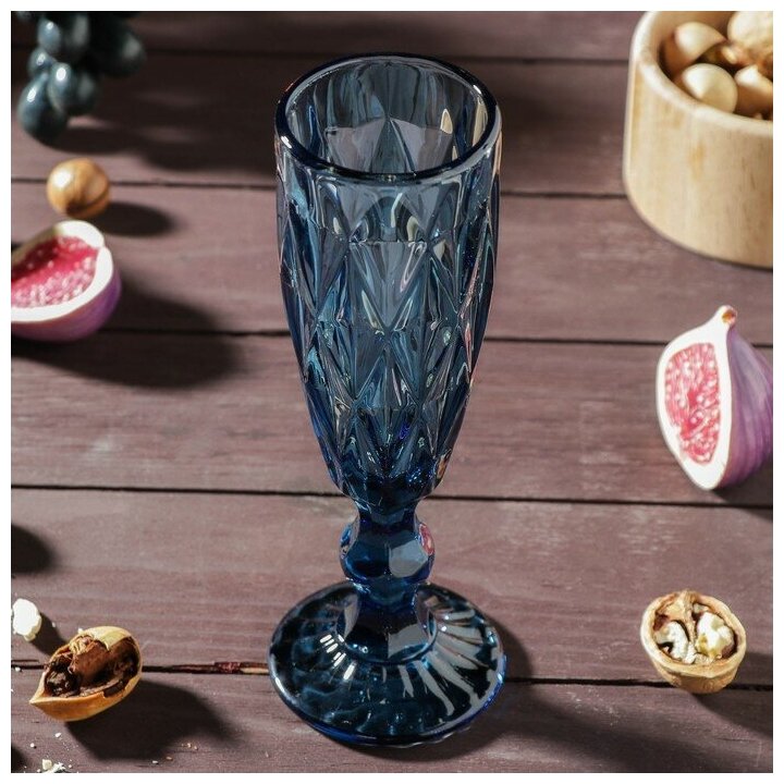 Набор бокалов для шампанского Magistro «Круиз», 160 мл, 7×20 см, 6 шт, цвет синий