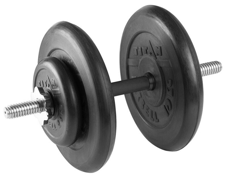 Гантель разборная 27 кг TITAN Barbell - d26, Комплектация №1 с обрезиненной ручкой