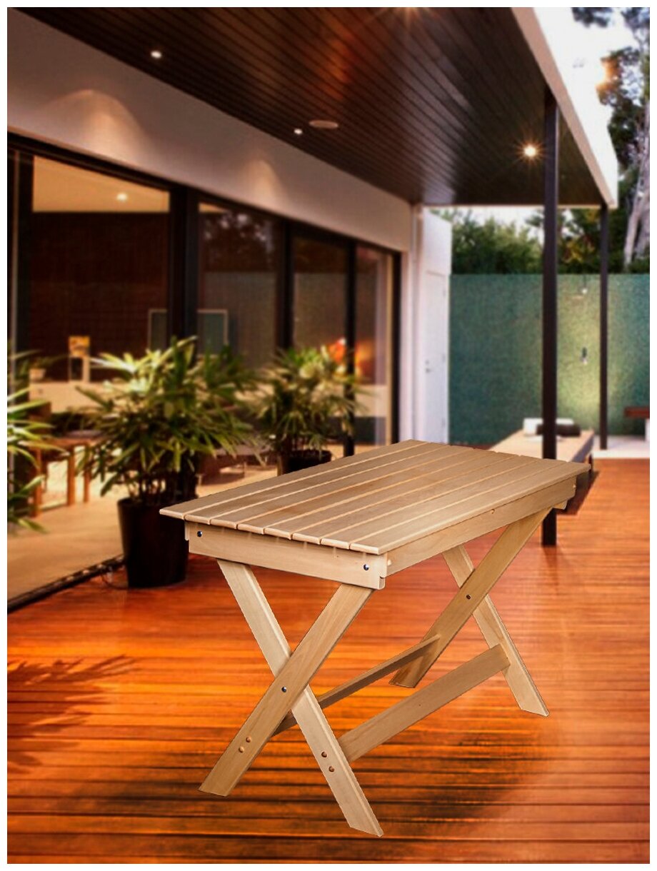 EVITAmeb / Стол складной для сада 1200х600 / стол обеденный / стол для дачи / садовый стол / массив липы - фотография № 19