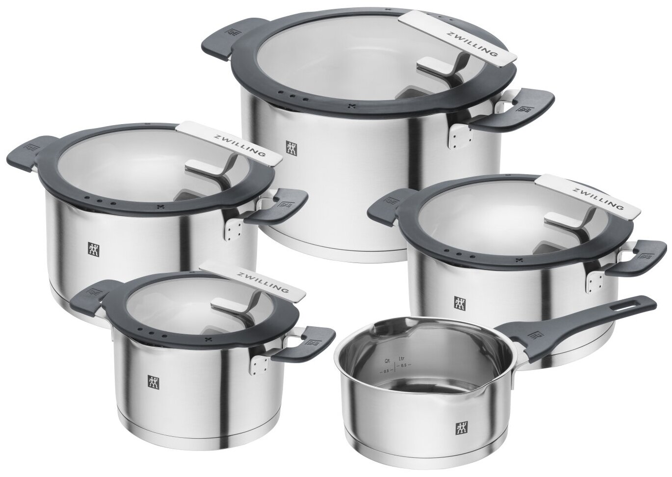 Набор кастрюль ZWILLING "Simplify", сталь, индукция, серебристый, 5 шт