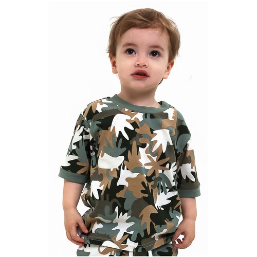 фото Детская футболка, цвет " хаки " , 100% хлопок, размер 68-74 wawa kids