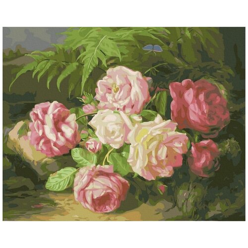 Картина по номерам Пышные розы в саду, 40x50 см, ВанГогВоМне