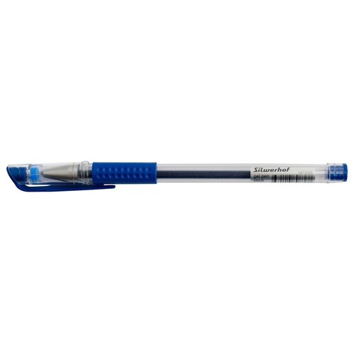 Ручка гелевая Silwerhof MAX 0.5мм игловидный пиш. наконечник резин. манжета синие чернила коробка картонная 1473056