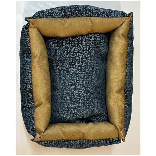 Лежанка под замшу с двусторонней подушкой, 45х35х11 см, цвет темно-синий