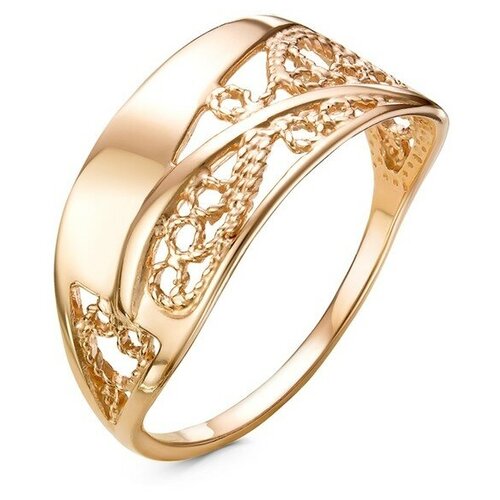 фото Кольцо "роспись", розовое золочение, 18,5 размер красная пресня