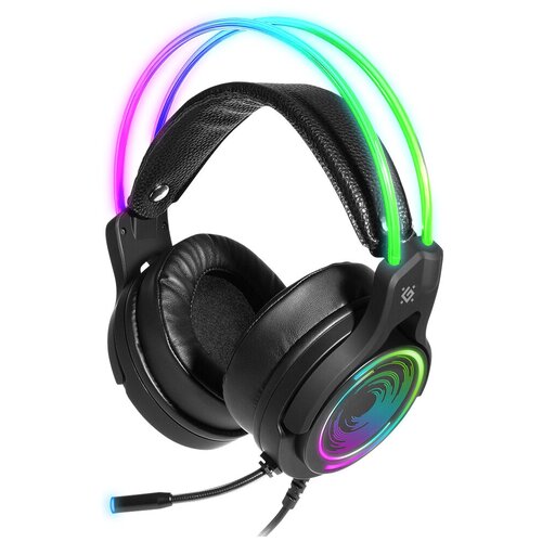 Наушники полноразмерные Defender Cosmo PRO микрофон подсветка кабель 21м цвет чёрный красный 254600₽