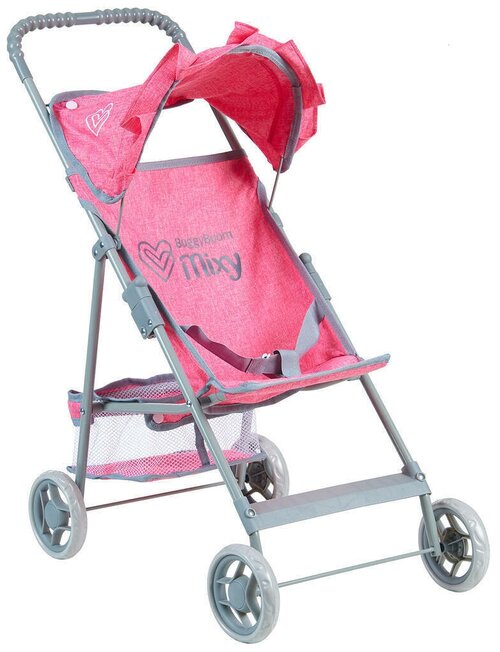 Детская игрушечная прогулочная коляска-трость Amidea для кукол Mixy 8008 с козырьком и корзинкой