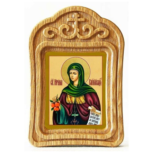 Преподобная Ирина Каппадокийская, икона в резной деревянной рамке