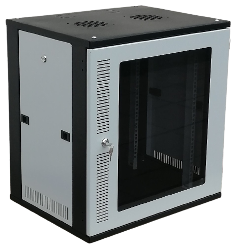 Собранный шкаф 6U 600х450 мм телекоммуникационный / серверный 19 дюймов, настенный / напольный, черно-серый iCA-E RAM 6U.600.450.G-9005/7035
