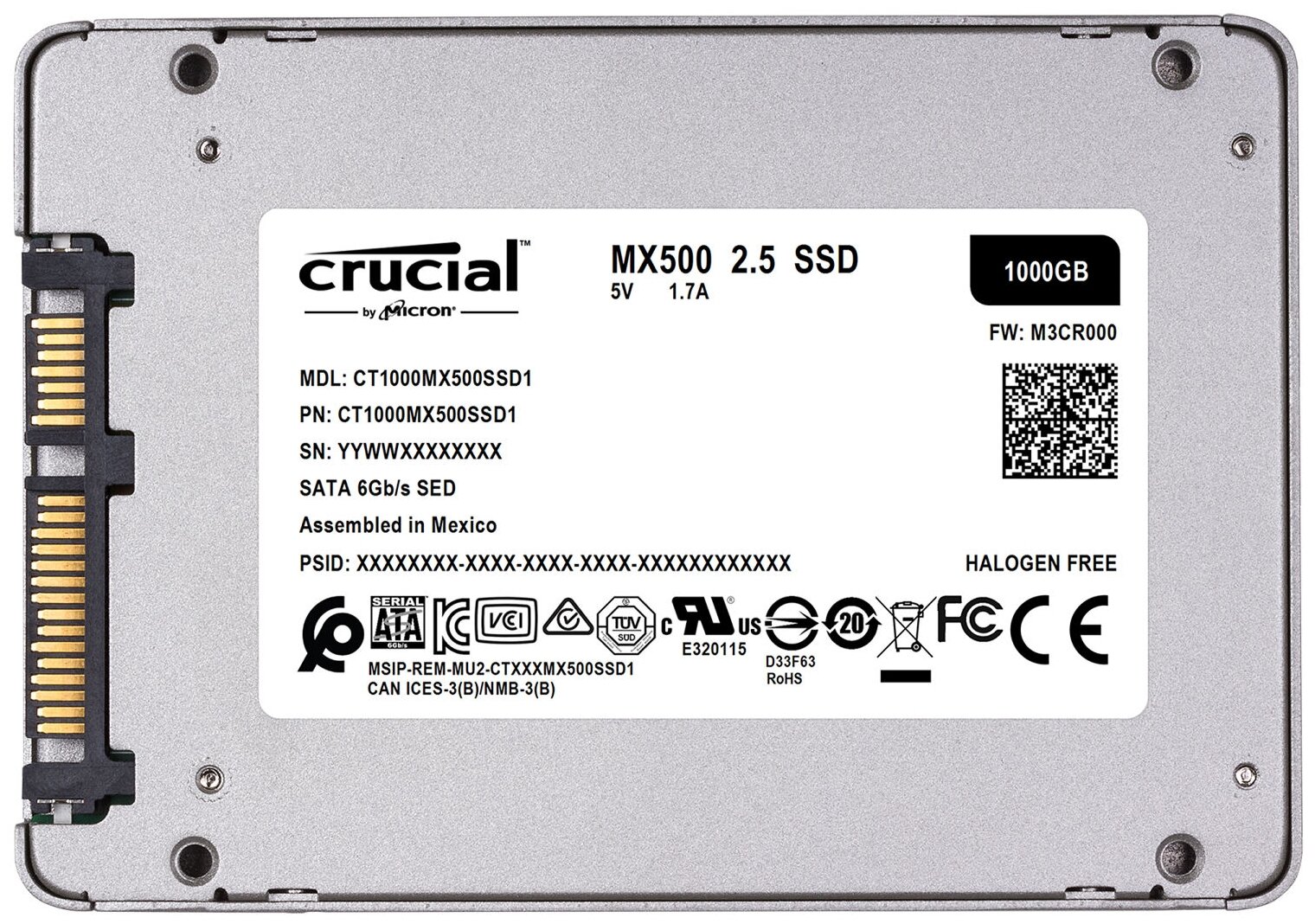 Накопитель SSD 2.5'' Crucial MX500 1TB 3D NAND TLC 560/510MB/s 95K/90K IOPS MTTF 1.8M 7mm - фото №3