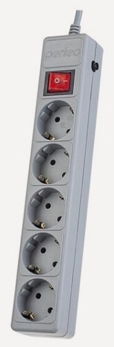Изображение товара Сетевой фильтр Perfeo "POWER+", 3,0м, 5 розеток, серый (PF-PP-5/3,0-G)