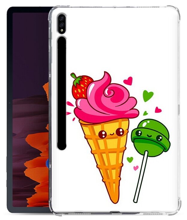 Чехол задняя-панель-накладка-бампер MyPads Вкусняшки для Samsung Galaxy Tab S7+ plus 12.4 SM-T970/T975 (2020)/Samsung Galaxy Tab S8 Plus (SM-X800N) 2022 противоударный