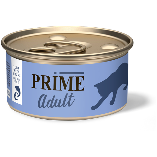 Консервы PRIME для кошек Тунец с сурими в собственном соку 70г prime prime консервы для кошек тунец с кальмаром в собственном соку 70 г