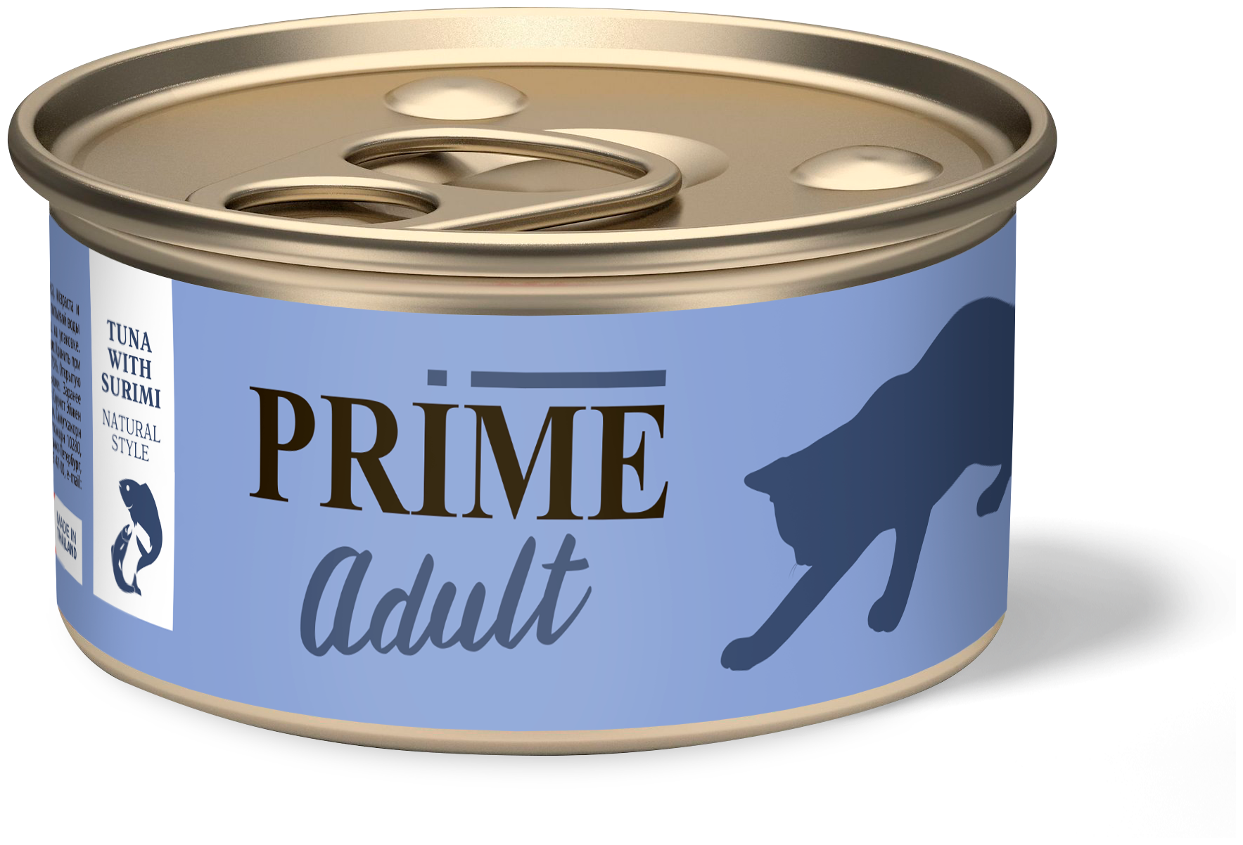 Консервы PRIME для кошек Тунец с сурими в собственном соку 70г