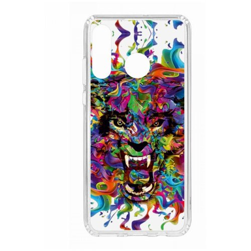 Чехол для Huawei P30 Lite Kruche Print Colored beast, противоударная пластиковая накладка с рисунком, силиконовый бампер с принтом и защитой камеры