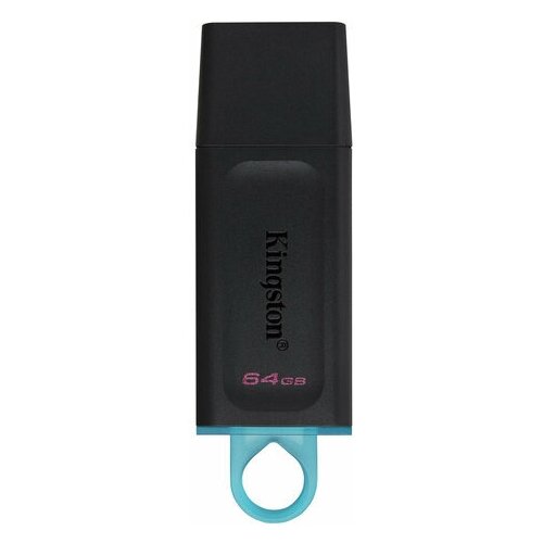 Флеш-диск 64GB KINGSTON DataTraveler Exodia разъем USB 3.2 черный/бирюзовый, 1 шт флеш диск kingston datatraveler exodia 64gb usb3 2 green