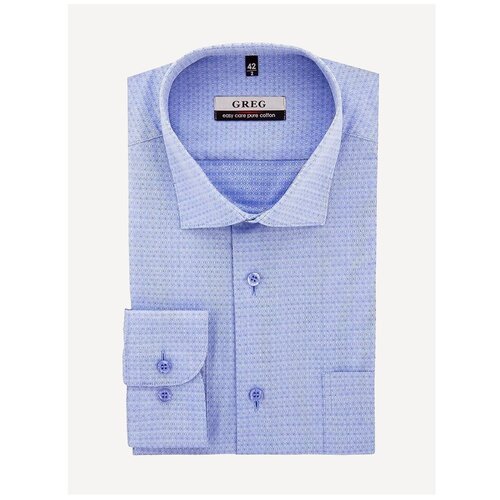 фото Рубашка мужская длинный рукав greg 223/111/6034_gb, прямой силуэт / сlassic fit, цвет голубой, рост 174-184, размер ворота 44
