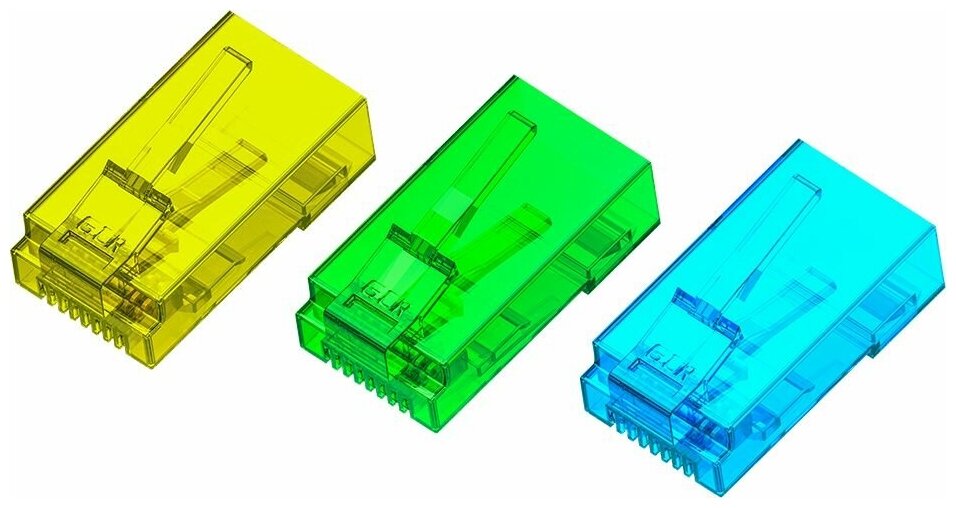 Инструмент Greenconnect Коннектор цветной RJ-45 cat.5e UTP Male/для многожильного кабеля/8p8c 15 шт (3 цвета по 5 шт)/GCR-51802