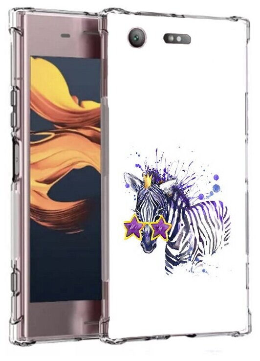 Чехол задняя-панель-накладка-бампер MyPads акварельная зебра для Sony Xperia XZ1 Compact G8441 противоударный