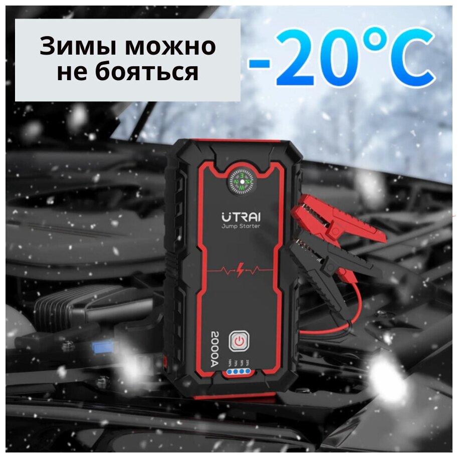 Портативное пусковое зарядное устройство UTRAI 2000A для автомобиля/ Power Bank/ ПЗУ/ Пускач