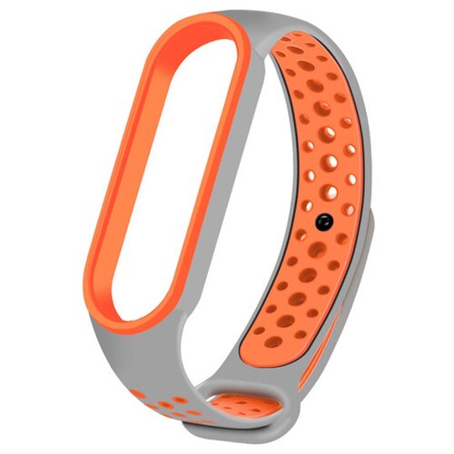 фото Силиконовый ремешок для mi band 5 / спортивный ремешок для фитнес трекера xiaomi / gray orange