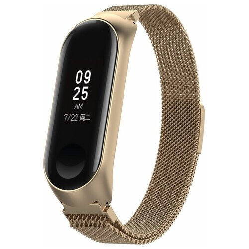 Металлический ремешок для фитнес-браслета Xiaomi Mi Band 3 / 4 миланская петля / Золотой