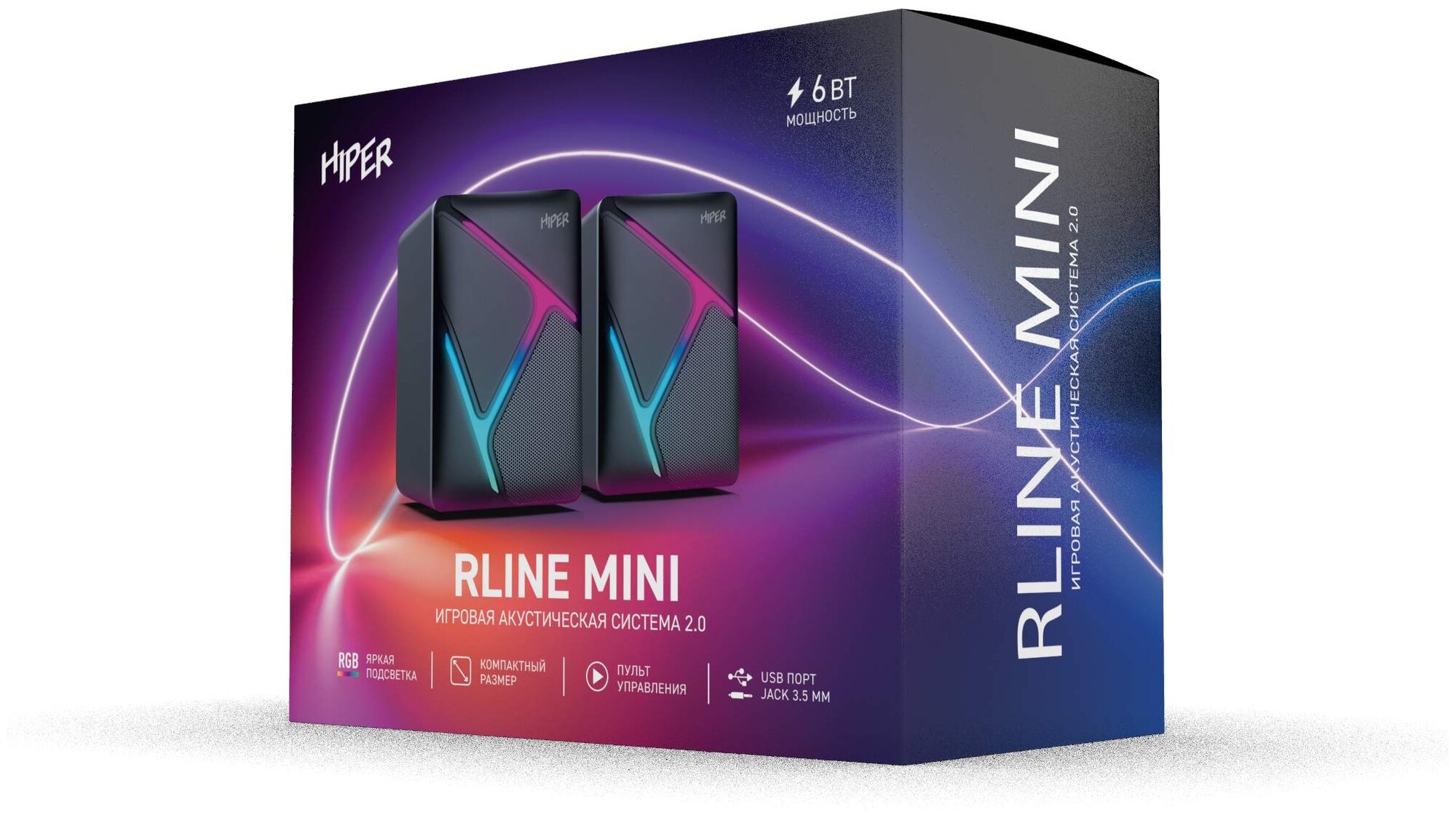 Колонки 2.0 HIPER R Line (H-TK6) черный 6 Вт, проводной ПДУ, питание - USB порт