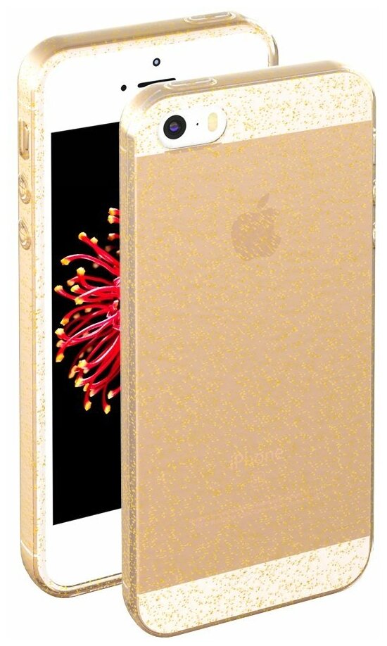 Чехол-накладка силикон Deppa Chic Case с блестками D-85291 для iPhone SE/ 5S 0.8мм Золотистый