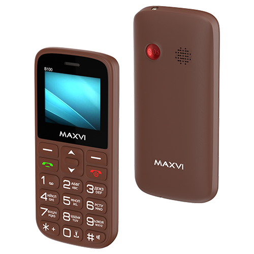 Телефон MAXVI B100, 2 SIM, коричневый