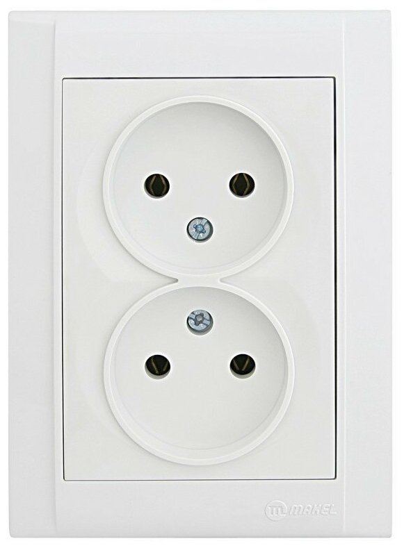 фото Розетка 2-м СП Defne 16А IP20 без заземл. бел. Makel 42001017 ( 1шт. )