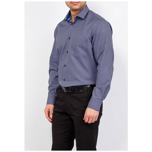 фото Рубашка мужская длинный рукав casino c225/15/224/1, прямой силуэт / сlassic fit, цвет синий, рост 174-184, размер ворота 40