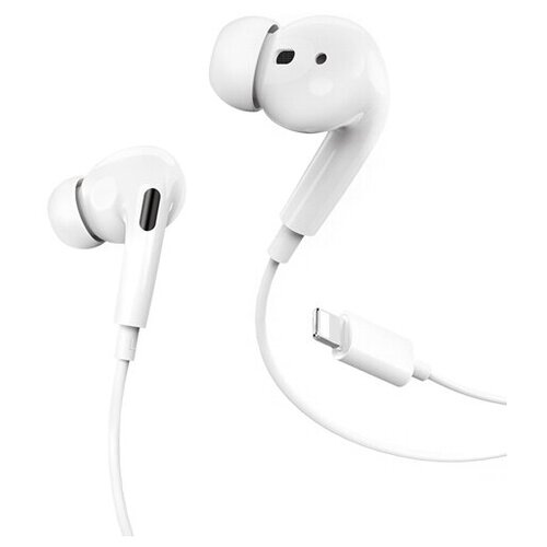 Наушники вкладыши с микрофоном Hoco M1 MAX Orginal White штекер Lightning мобильная гарнитура белые 44200₽