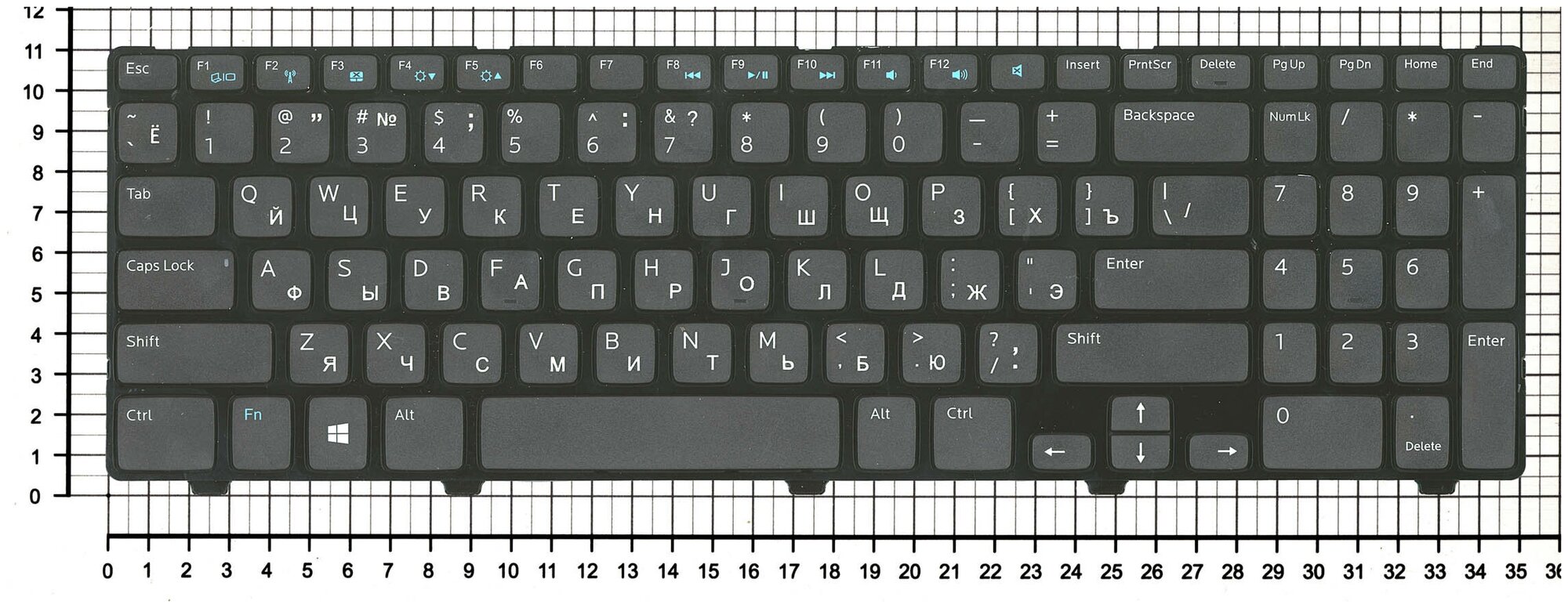 Клавиатура для ноутбука Dell Inspiron 15R 3521 русская черная с черной рамкой