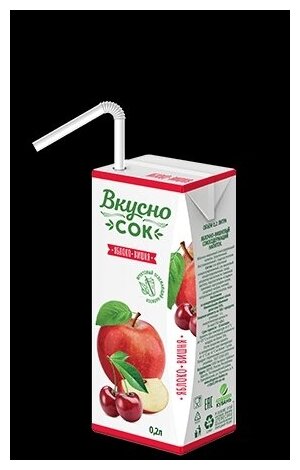 Яблочно-вишнёвый сокосодержащий напиток ГОСТ "ВкусноСок" 0,2 л, 12 шт